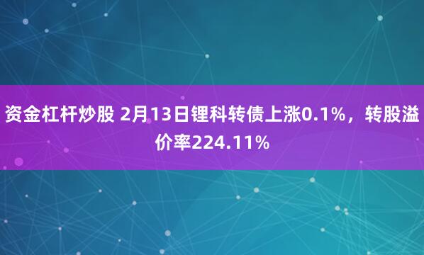 资金杠杆炒股 2月13日锂科转债上涨0.1%，转股溢价率224.11%