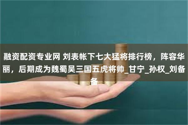 融资配资专业网 刘表帐下七大猛将排行榜，阵容华丽，后期成为魏蜀吴三国五虎将帅_甘宁_孙权_刘备