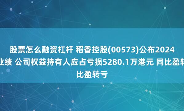 股票怎么融资杠杆 稻香控股(00573)公布2024年业绩 公司权益持有人应占亏损5280.1万港元 同比盈转亏
