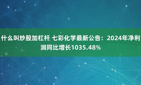 什么叫炒股加杠杆 七彩化学最新公告：2024年净利润同比增长1035.48%