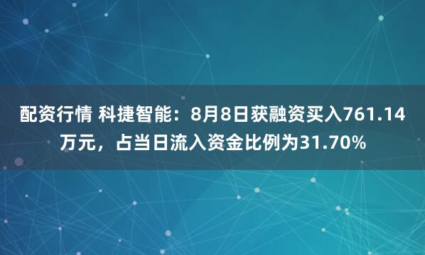 配资行情 科捷智能：8月8日获融资买入761.14万元，占当日流入资金比例为31.70%