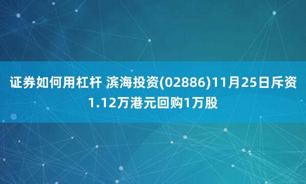证券如何用杠杆 滨海投资(02886)11月25日斥资1.12万港元回购1万股