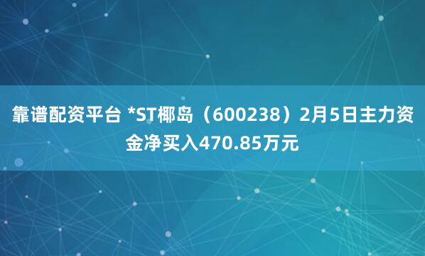 靠谱配资平台 *ST椰岛（600238）2月5日主力资金净买入470.85万元