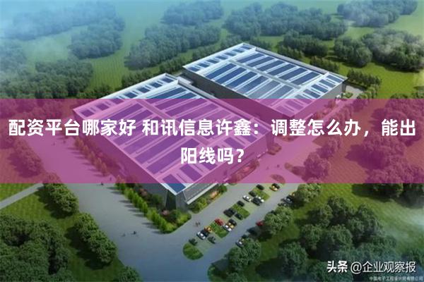 配资平台哪家好 和讯信息许鑫：调整怎么办，能出阳线吗？