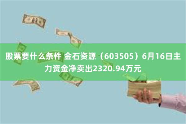 股票要什么条件 金石资源（603505）6月16日主力资金净卖出2320.94万元