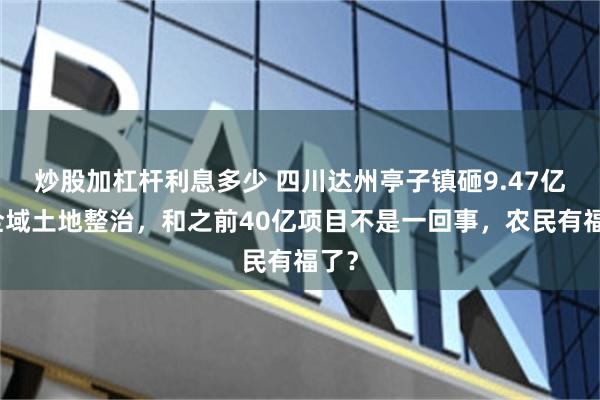 炒股加杠杆利息多少 四川达州亭子镇砸9.47亿搞全域土地整治，和之前40亿项目不是一回事，农民有福了？