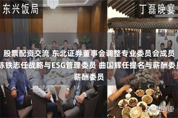 股票配资交流 东北证券董事会调整专业委员会成员 陈铁志任战略与ESG管理委员 曲国辉任提名与薪酬委员