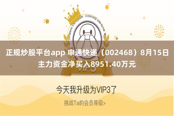 正规炒股平台app 申通快递（002468）8月15日主力资金净买入8951.40万元