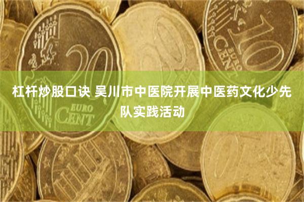 杠杆炒股口诀 吴川市中医院开展中医药文化少先队实践活动