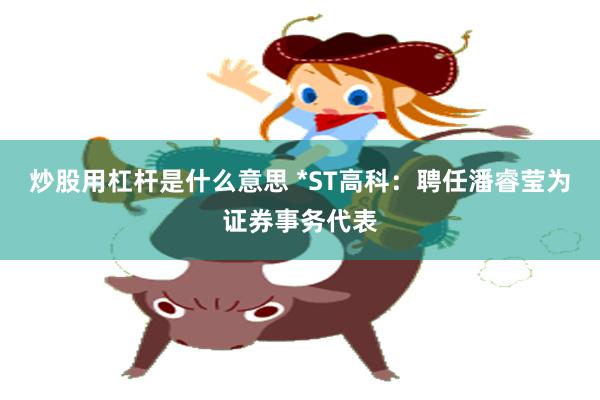 炒股用杠杆是什么意思 *ST高科:聘任潘睿莹为证券事务代表