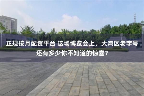 正规按月配资平台 这场博览会上，大湾区老字号还有多少你不知道的惊喜？