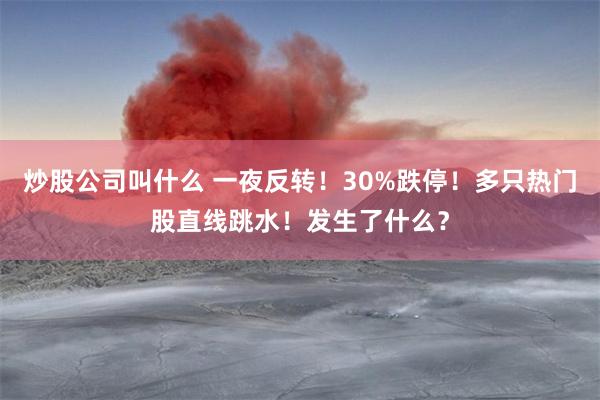 炒股公司叫什么 一夜反转！30%跌停！多只热门股直线跳水！发生了什么？