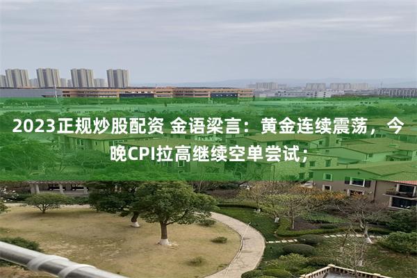 2023正规炒股配资 金语梁言：黄金连续震荡，今晚CPI拉高继续空单尝试；